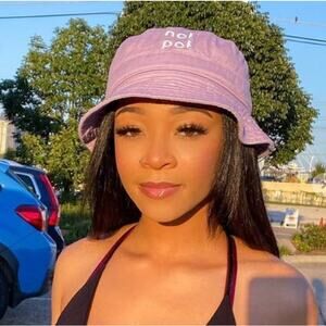 Not Pot Purple Canvas Bucket Hat 100% Cotton Embroidered Logo Sun Cap Unisex